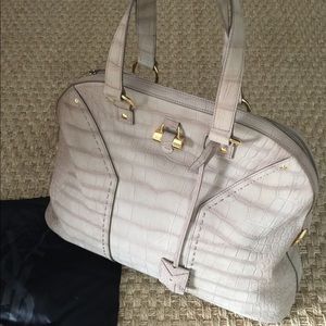 YSL Muse Oversized Croc Print Bag